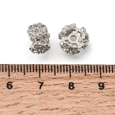 Brass Micro Pave Clear Cubic Zirconia Spacer Beads KK-Z156-09P-1