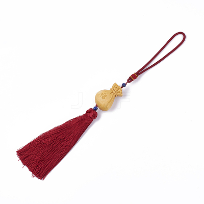 Boxwood Pendant Decorations WOOD-S046-09-1