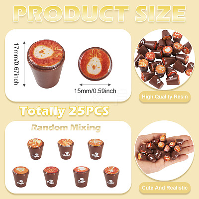 25Pcs Resin Coffee Model Ornaments AJEW-TA0002-78-1