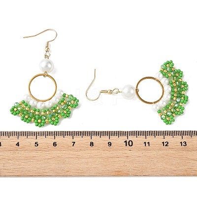 Glass Braided Beads Dangle Earrings EJEW-MZ00747-1