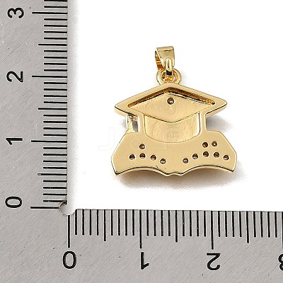 Brass Micro Pave Clear Cubic Zirconia with Black Enamel Pendants CU-CBAA556-07B-1