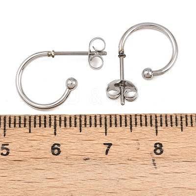 C-Shaped 304 Stainless Steel Stud Earrings EJEW-Z154-01P-01-1