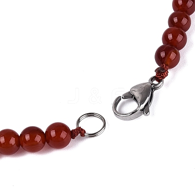 Natural Carnelian(Dyed & Heated) Round Beaded Fan Bib Necklaces NJEW-N064-04G-1