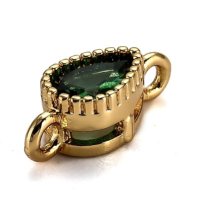 Real 18K Gold Plated Brass Micro Pave Cubic Zirconia Links Connectors ZIRC-L100-007G-1