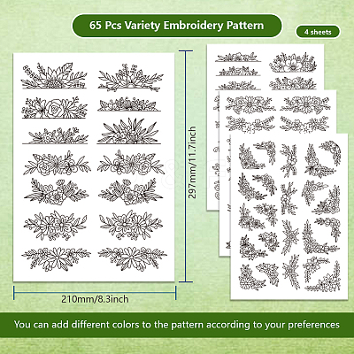 4 Sheets 11.6x8.2 Inch Stick and Stitch Embroidery Patterns DIY-WH0455-040-1