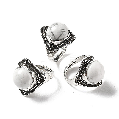 Natural Howlite Adjustable Rings G-P560-03AS-01-1
