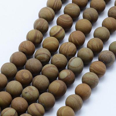 Natural Wood Lace Stone Wooden Jasper Beads Strands G-F518-21-10mm-1