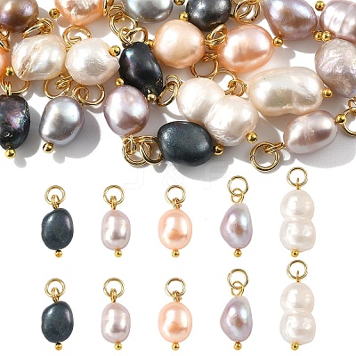 10Pcs 5 Colors Dyed Natural Cultured Freshwater Pearl Pendants PALLOY-YW00041-1