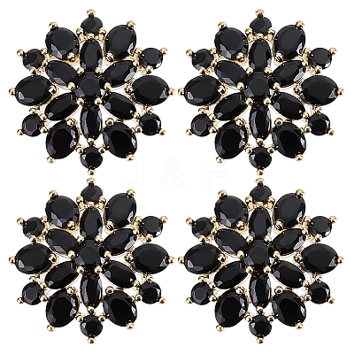 4Pcs Brass Micro Pave Cubic Zirconia Buttons DIY-FG0007-82E-1