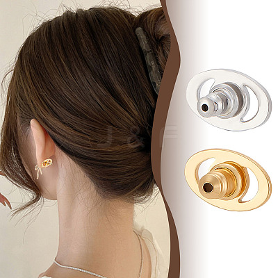 8Pcs 2 Colors Brass Bullet Ear Nuts KK-GA0001-82-1