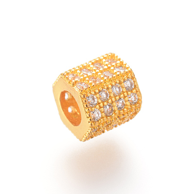 Brass Micro Pave Cubic Zirconia European Beads X-ZIRC-S053-YS012-4-1