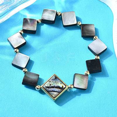 Abalone Shell Beads Stretch Bracelets BJEW-D315-03G-1
