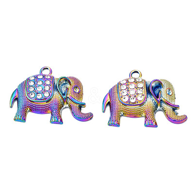 Rainbow Color Alloy Pendant Rhinestone Settings PALLOY-T054-155-1