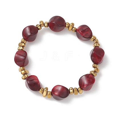 Acrylic Imitation Gemstone Beads Stretch Bracelets for Women BJEW-JB13273-1