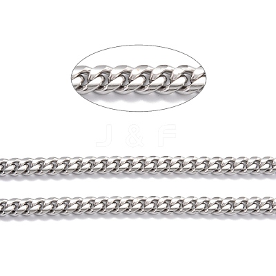 Tarnish Resistant 304 Stainless Steel Cuban Link Chain STAS-B019-02B-P-1