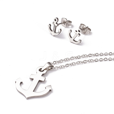 304 Stainless Steel Jewelry Sets SJEW-D094-46P-1