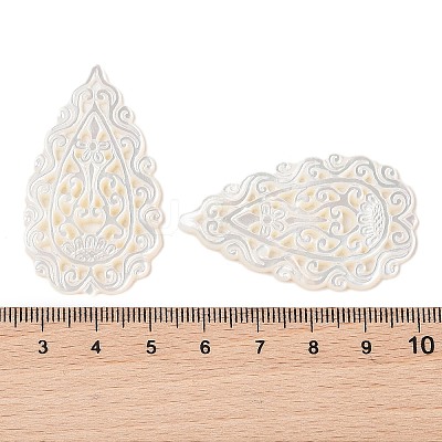 Natural White Shell Carved Cabochons SSHEL-C012-13-1