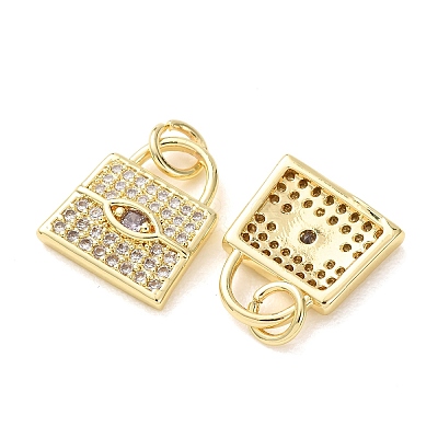 Brass Micro Pave Clear Cubic Zirconia Charms CU-E003-07G-1