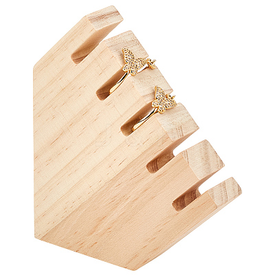 5-Slot Wood Ring Display Stands ODIS-WH0331-12-1