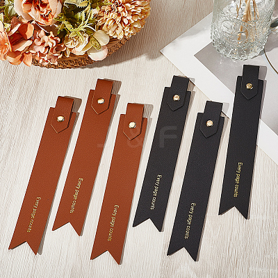 6Pcs 2 Colors PU Leather Bookmarks AJEW-SP0002-26-1