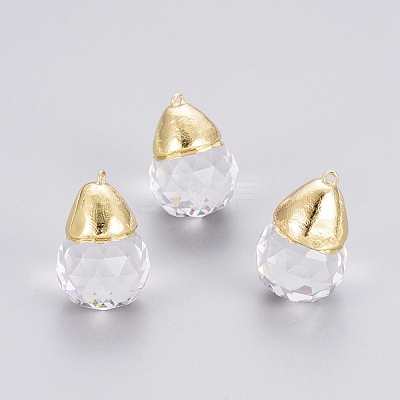 Faceted Glass Pendants GLAA-G071-01G-1