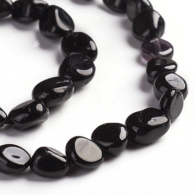 Natural Black Tourmaline Beads Strands G-D0002-B39-1