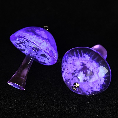 Luminous Epoxy Resin Mushroom Pendants X-RESI-C054-01C-1