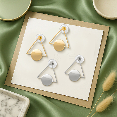 4Pairs 2 Colors Iron Stud Earrings EJEW-HY0001-13-1