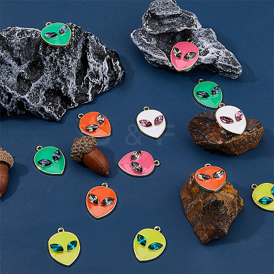 20Pcs 5 Colors Alloy Enamel Pendants ENAM-FH0001-61-1