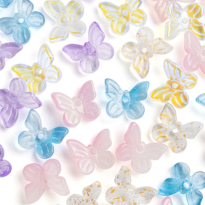 50Pcs 5 Colors Transparent Spray Painted Glass Charms GLAA-FP0001-12-1