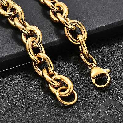 304 Stainless Steel Cable Chain Bracelets for Women BJEW-Q050-01C-G-1