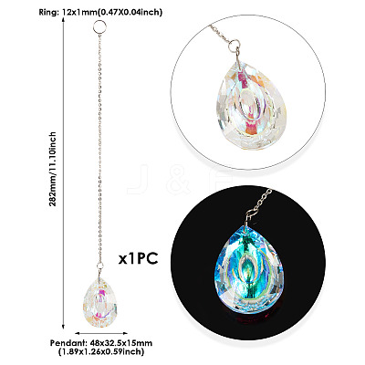 1Pc Transparent Glass Hanging Suncatchers AJEW-TADJ0001-02C-1