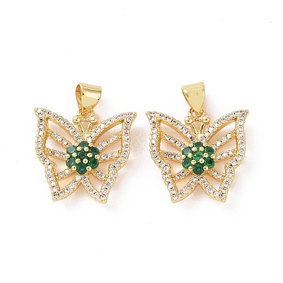 Brass Micro Pave Cubic Zirconia Pendants ZIRC-I063-44G-01-1