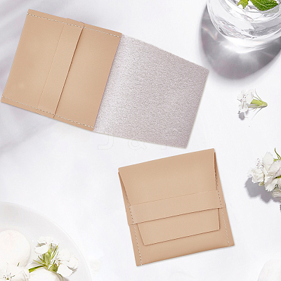 Square PU Leather Jewelry Flip Pouches with Random Color Lining PAAG-CL0001-02B-1