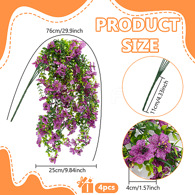 4Pcs Plastic Artificial Violet Vine for Wedding Decoration DIY-WR0005-32F-1