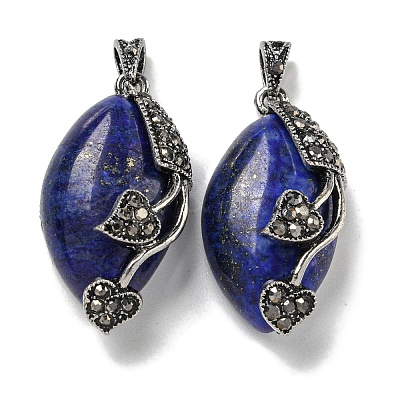 Dyed Natural Lapis Lazuli Horse Eye Pendants G-F766-01AS-05-1