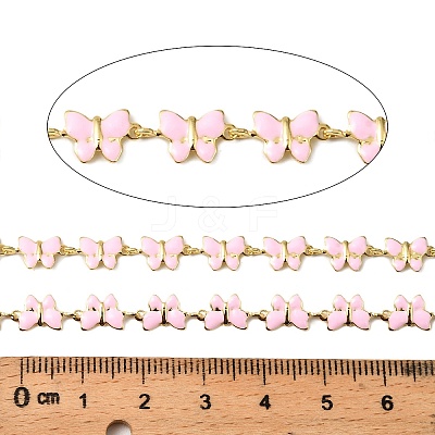 Brass Enamel Butterfly Link Chains CHC-F021-03G-03-1