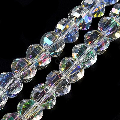 Transparent Electroplate Glass Beads Strands GLAA-Q099-C01-14-1-1