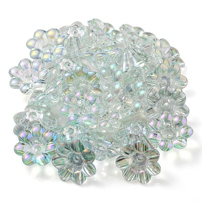 UV Plating Rainbow Iridescent Acrylic Beads OACR-P010-04C-1