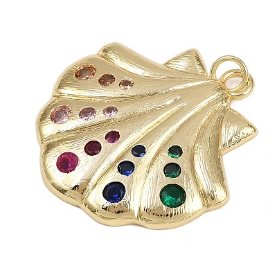 Brass Micro Pave Cubic Zirconia Pendants KK-D424-19G-1