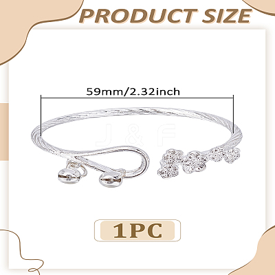 1Pc Flower Alloy Cuff Bangles for Women BJEW-LP0003-43-1