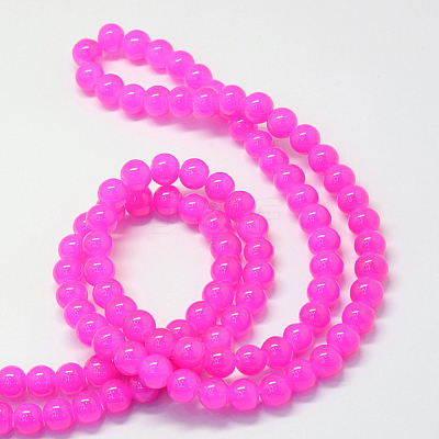Baking Paint Imitation Jade Glass Round Bead Strands LS-DGLA-Q021-6mm-28-1