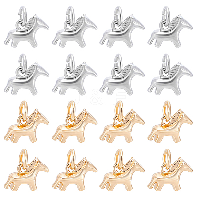 16Pcs 2 Colors Alloy Horse Charms FIND-BC0019-49B-1