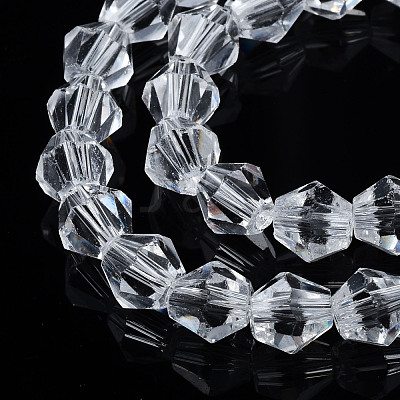 Transparent Faceted Glass Beads Strands GLAA-TAC0010-01A-01-1