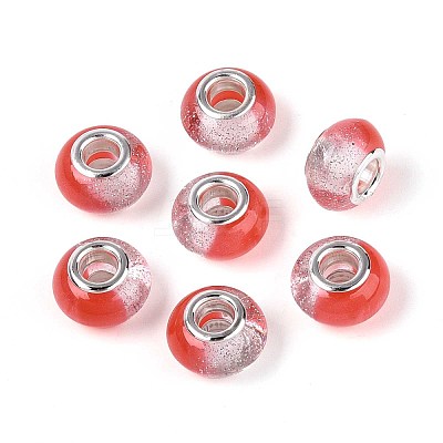 Transparent Resin Rondelle European Beads RESI-N044-02G-1