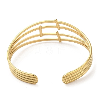 Ion Plating(IP) 304 Stainless Steel Multi Line Cuff Bangles for Women BJEW-L682-006G-1