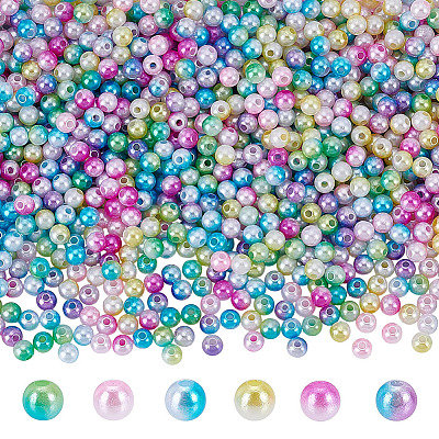 1500Pcs 6 Colors ABS Imitation Pearl Beads KY-HY0001-31-1