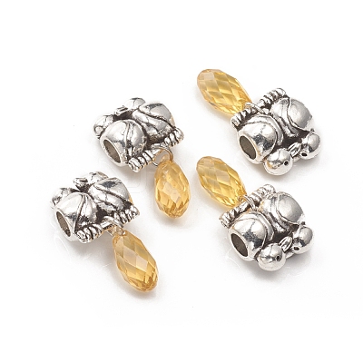 Antique Silver Plated Alloy Pendants PALLOY-L225-Q01-AS-1
