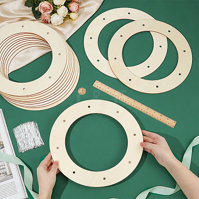 12pcs Unfinished Wood Craft Pendants DIY-OC0016-10A-1