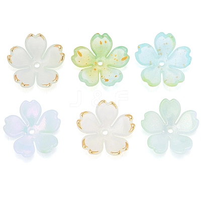 125Pcs 5 Colors Acrylic Bead Caps OACR-BM0001-10-1